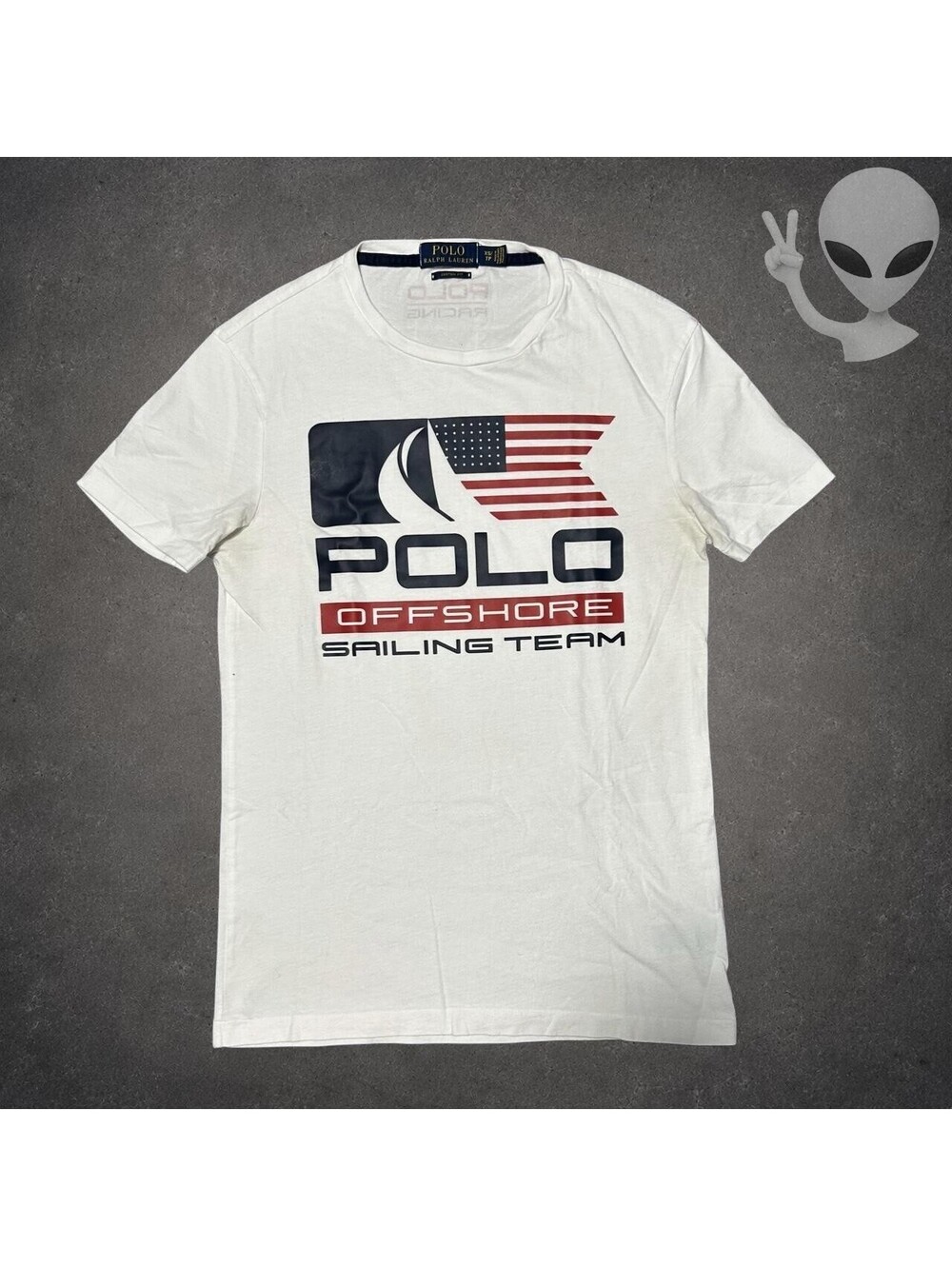 Polo Ralph Lauren Offshore Sailing Team T-Shirt Womens US XS White Graphic